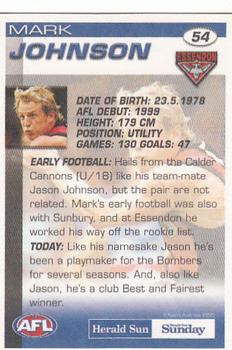 2005 Select Herald Sun AFL #54 Mark Johnson Back